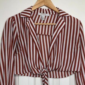 Maroon Striped Crop Blouse